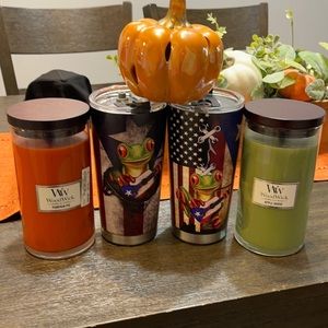 Tumblers and candles. Just trying to down grade have all much. First come